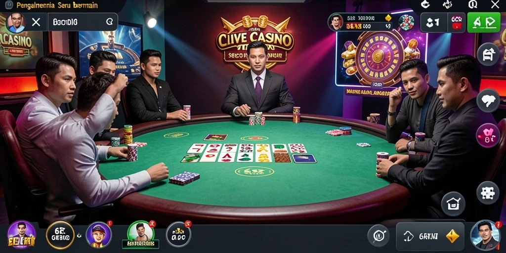Tampilan gameplay Live Casino yang mendebarkan dan interaktif.