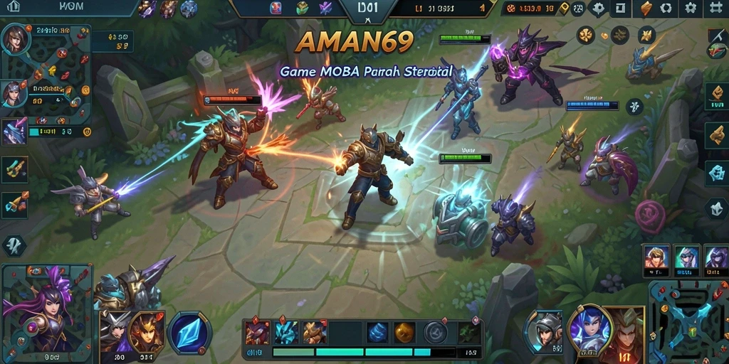 Tampilan menarik dari gameplay seru AMAN69 di arena pertempuran.
