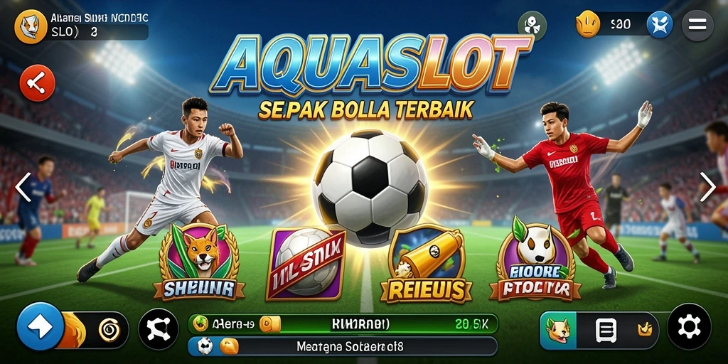 Tampilan gameplay AQUASLOT yang menarik dan penuh aksi sepak bola.