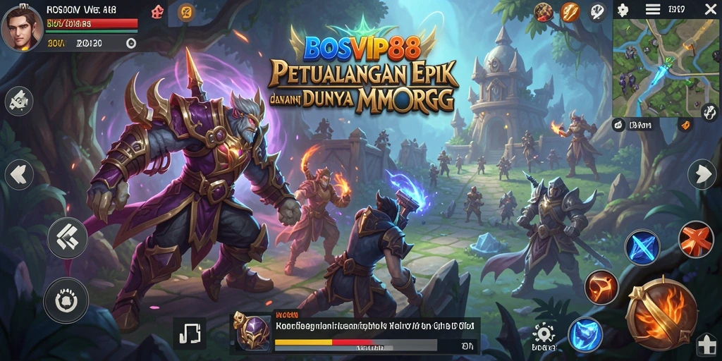 Screenshot utama BOSVIP88 menampilkan aksi seru dalam pertempuran MMORPG.