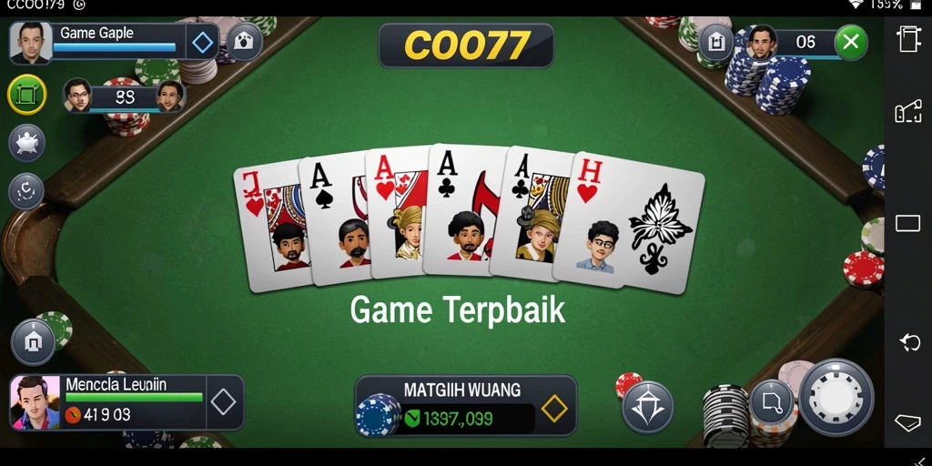 Screenshot permainan Gaple COO77 yang seru dan interaktif.