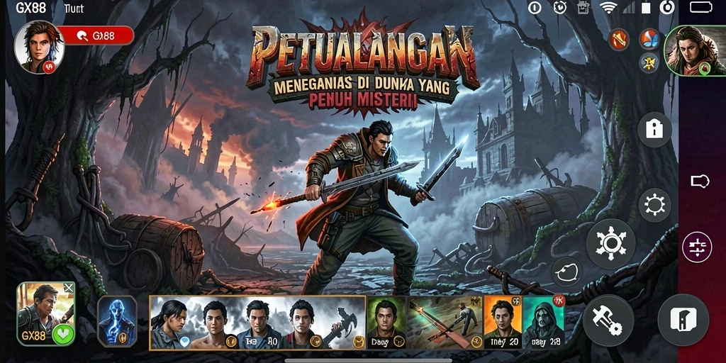 Screenshot dari gameplay GX88 yang menampilkan aksi petualangan.