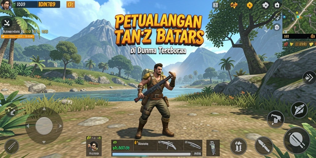 Screenshot gameplay IDN789 menunjukkan dunia terbuka yang luas dan indah.