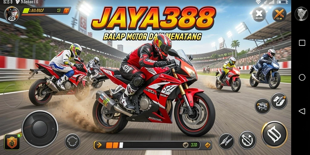 Gameplay JAYA388 yang seru dan penuh aksi balap motor.
