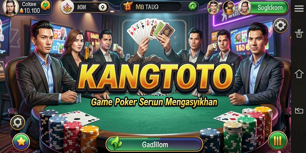 Screenshot gameplay KANGTOTO menampilkan suasana permainan Poker yang mendebarkan.