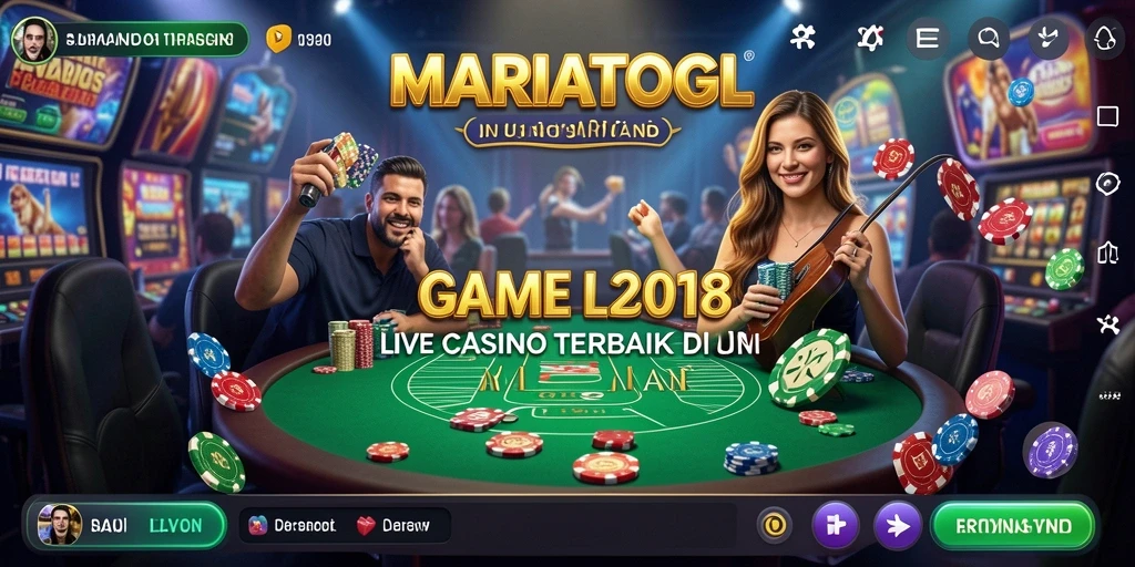 Tangkapan layar gameplay MARIATOGL yang menunjukkan dealer langsung dan suasana bermain.