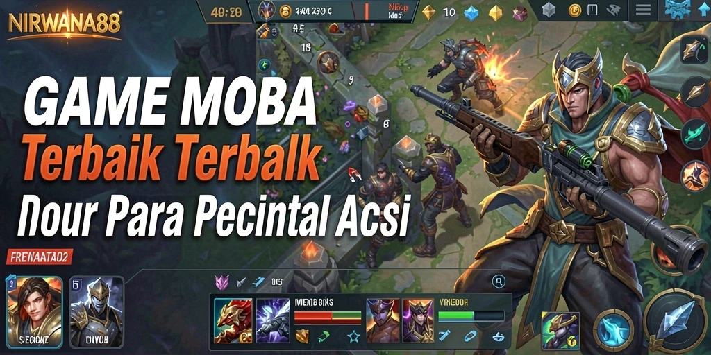 Screenshot NIRWANA88 menampilkan tindakan seru dalam pertempuran MOBA.