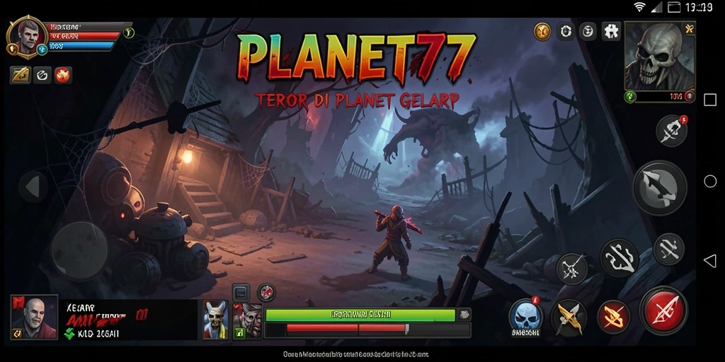 Gameplay seram di PLANET77 dengan suasana menakutkan.