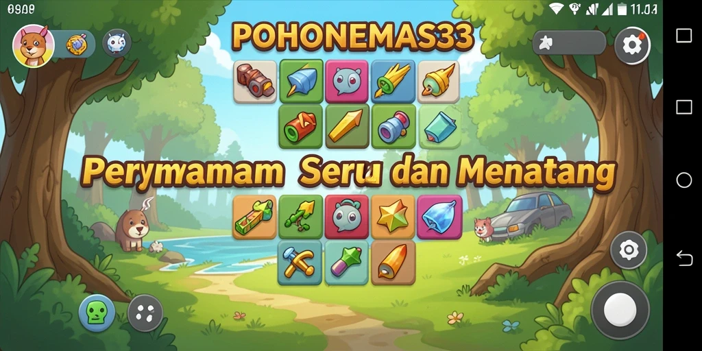 Screenshot utama POHONEMAS33 menampilkan gameplay Puzzle yang seru.