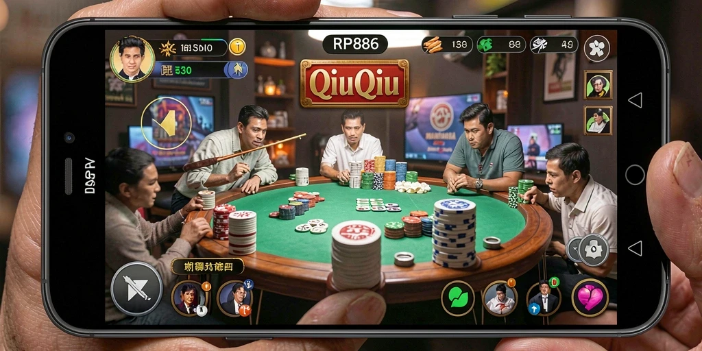 Tampilan seru dari gameplay QiuQiu di RP886.