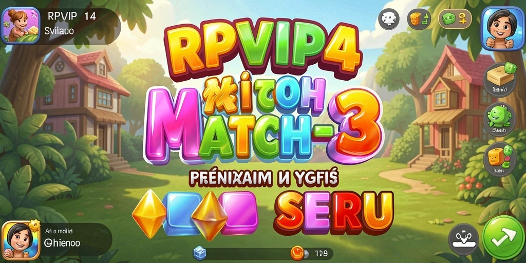 Tangkapan layar gameplay RPVIP4 yang menunjukkan keseruan bermain Match-3.