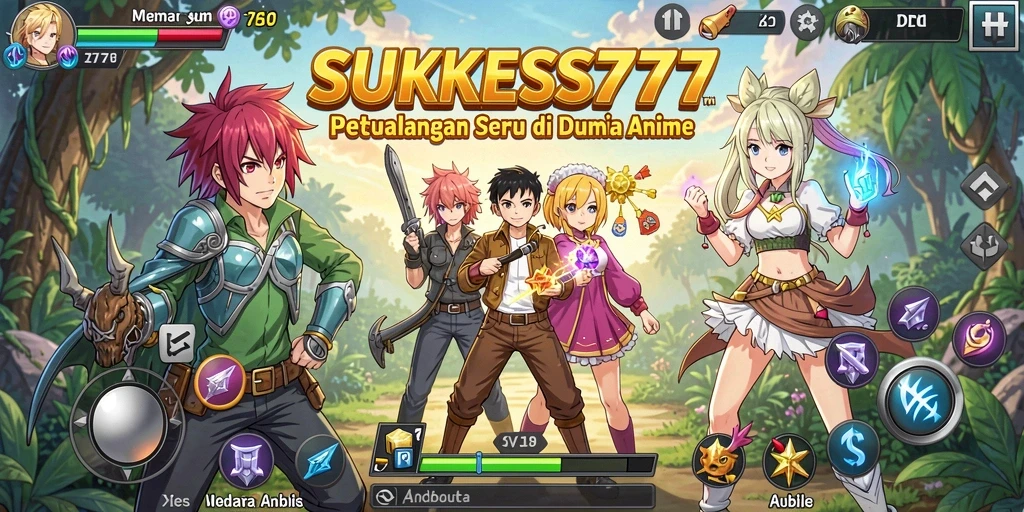 Tampilan utama gameplay SUKSES777 dengan karakter Anime yang dinamis.