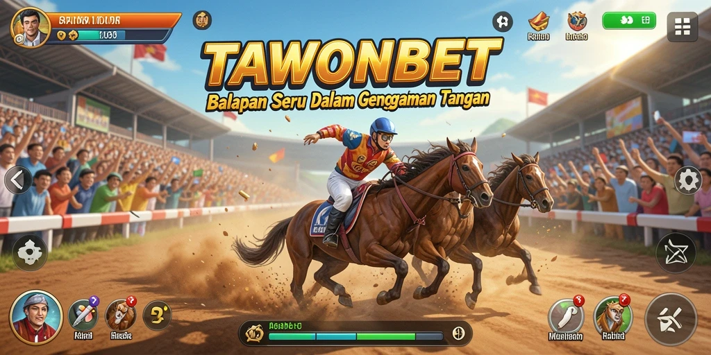 Screenshot gameplay TAWONBET menampilkan balapan seru di trek yang menantang.