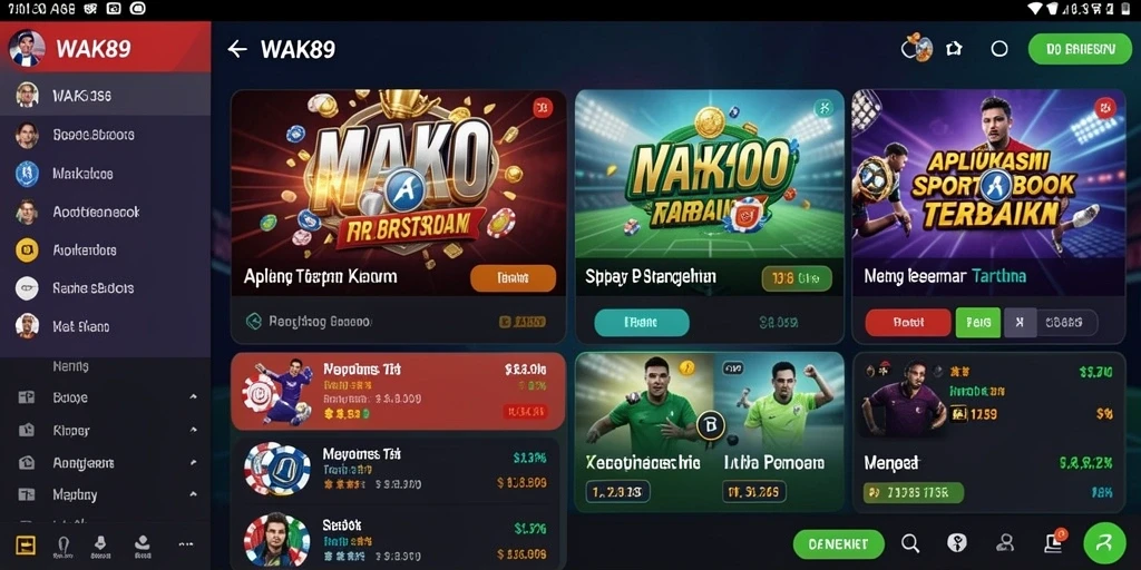 Tampilan layar utama WAK89 menampilkan berbagai pilihan taruhan olahraga.